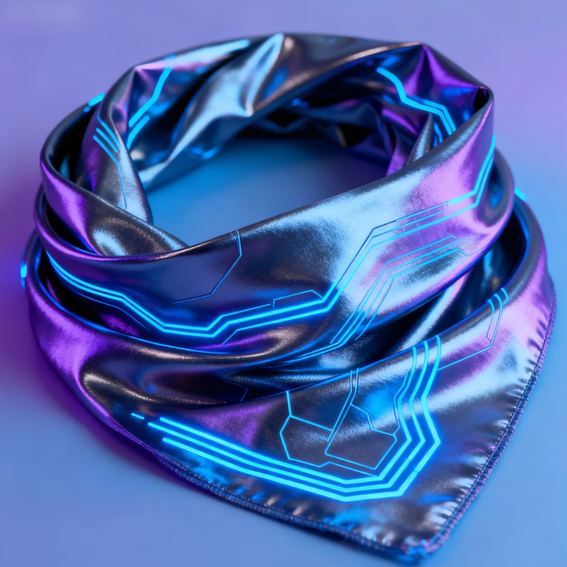 ネオン回路柄 ホログラフィックスカーフ バンダナ風